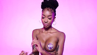 Petite big tits black teen hot posing