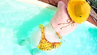 Red's blow and go outside in the pool
