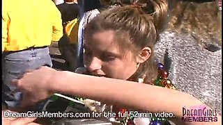Hot College Girls Flash Their Natural Tits on Bourbon Street at Mardi Gras Party
