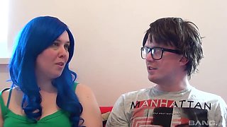 BBW Tattiana with Big Tits in Red Lingerie and Stockings Rides Big Cock