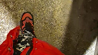 Big and thick Bulgarian cock is hard in the basement and quickly squirts with cum