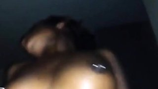 Ebony Amateur with Big Natural Tits Gets a POV Creampie