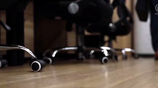 Hot asian slut gives hardcore blowjob to white stud