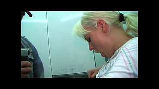 Blonde Takes Two Loads in a Toilet