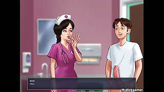 Threesome sex with hot busty doctors hardcore fuck and creampied inside her pussy